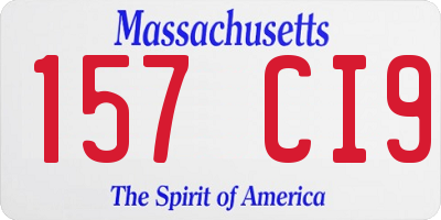 MA license plate 157CI9