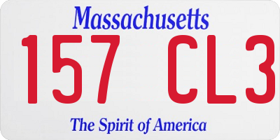 MA license plate 157CL3