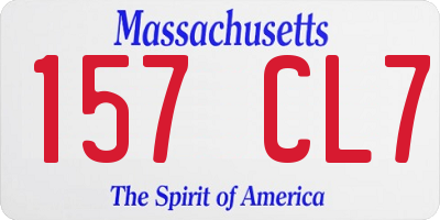 MA license plate 157CL7