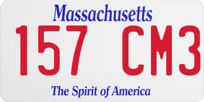 MA license plate 157CM3
