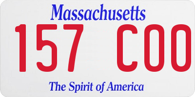 MA license plate 157CO0