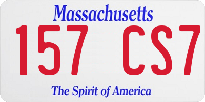 MA license plate 157CS7