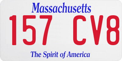 MA license plate 157CV8