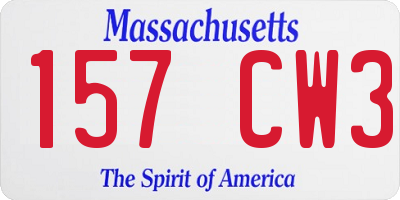 MA license plate 157CW3