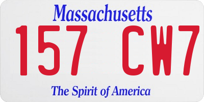 MA license plate 157CW7
