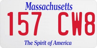 MA license plate 157CW8