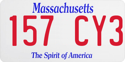 MA license plate 157CY3