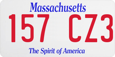 MA license plate 157CZ3