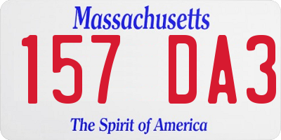 MA license plate 157DA3