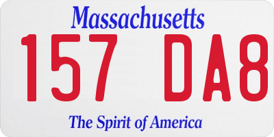 MA license plate 157DA8