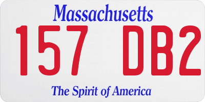 MA license plate 157DB2