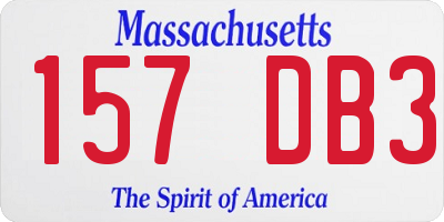 MA license plate 157DB3