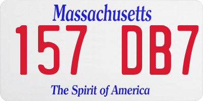 MA license plate 157DB7