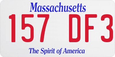 MA license plate 157DF3