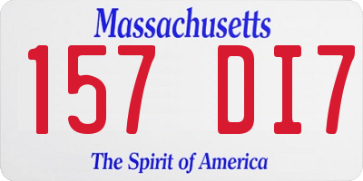 MA license plate 157DI7
