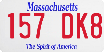 MA license plate 157DK8