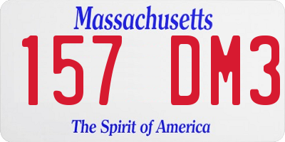 MA license plate 157DM3
