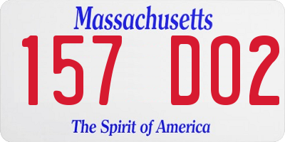 MA license plate 157DO2