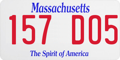 MA license plate 157DO5