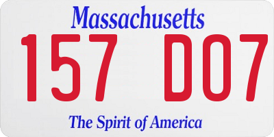 MA license plate 157DO7