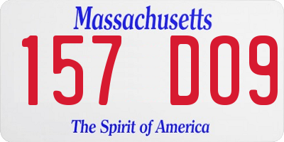 MA license plate 157DO9