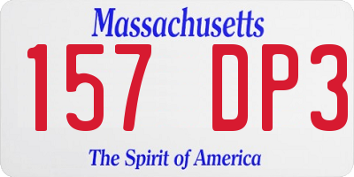 MA license plate 157DP3