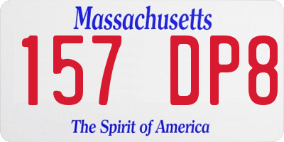 MA license plate 157DP8