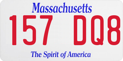 MA license plate 157DQ8