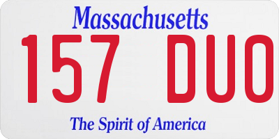MA license plate 157DU0
