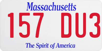 MA license plate 157DU3