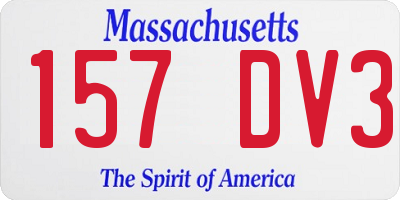 MA license plate 157DV3