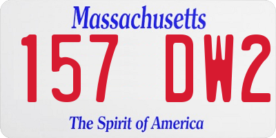 MA license plate 157DW2