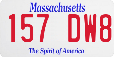 MA license plate 157DW8