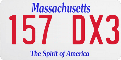 MA license plate 157DX3