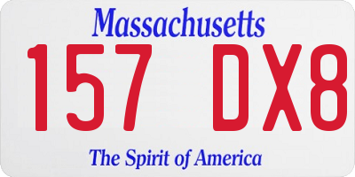 MA license plate 157DX8
