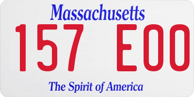 MA license plate 157EO0