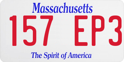 MA license plate 157EP3