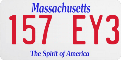 MA license plate 157EY3