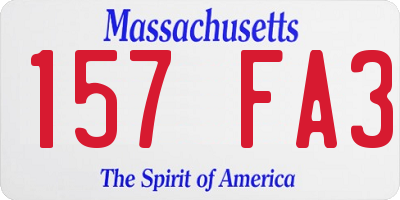MA license plate 157FA3