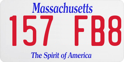 MA license plate 157FB8