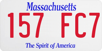 MA license plate 157FC7