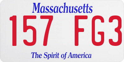 MA license plate 157FG3