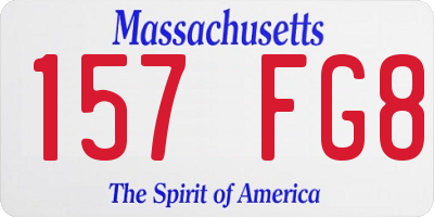 MA license plate 157FG8