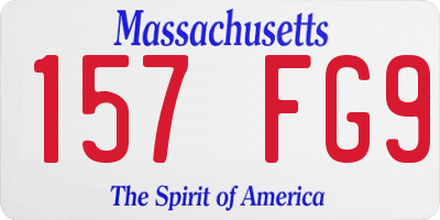 MA license plate 157FG9
