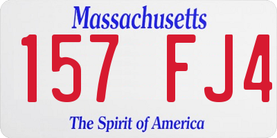 MA license plate 157FJ4
