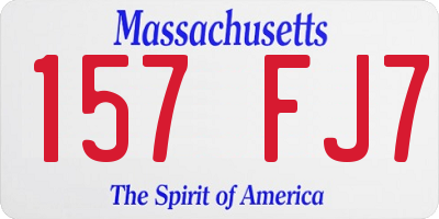 MA license plate 157FJ7