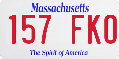 MA license plate 157FK0