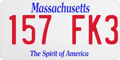 MA license plate 157FK3