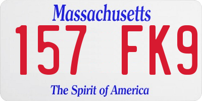 MA license plate 157FK9