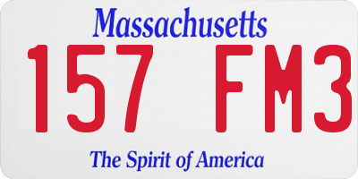 MA license plate 157FM3